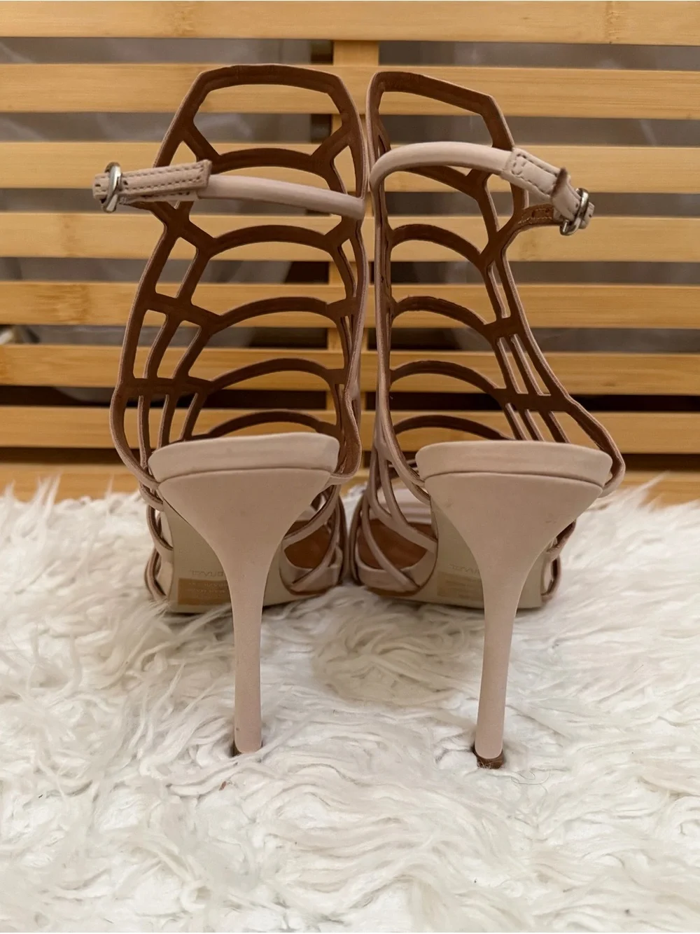 NWOT Steve Madden Nude Caged Gladiator Stiletto Heels Size 8
